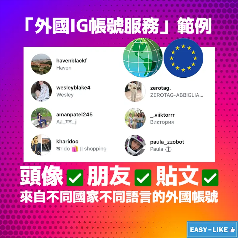 Easy-Like國外IG追蹤者