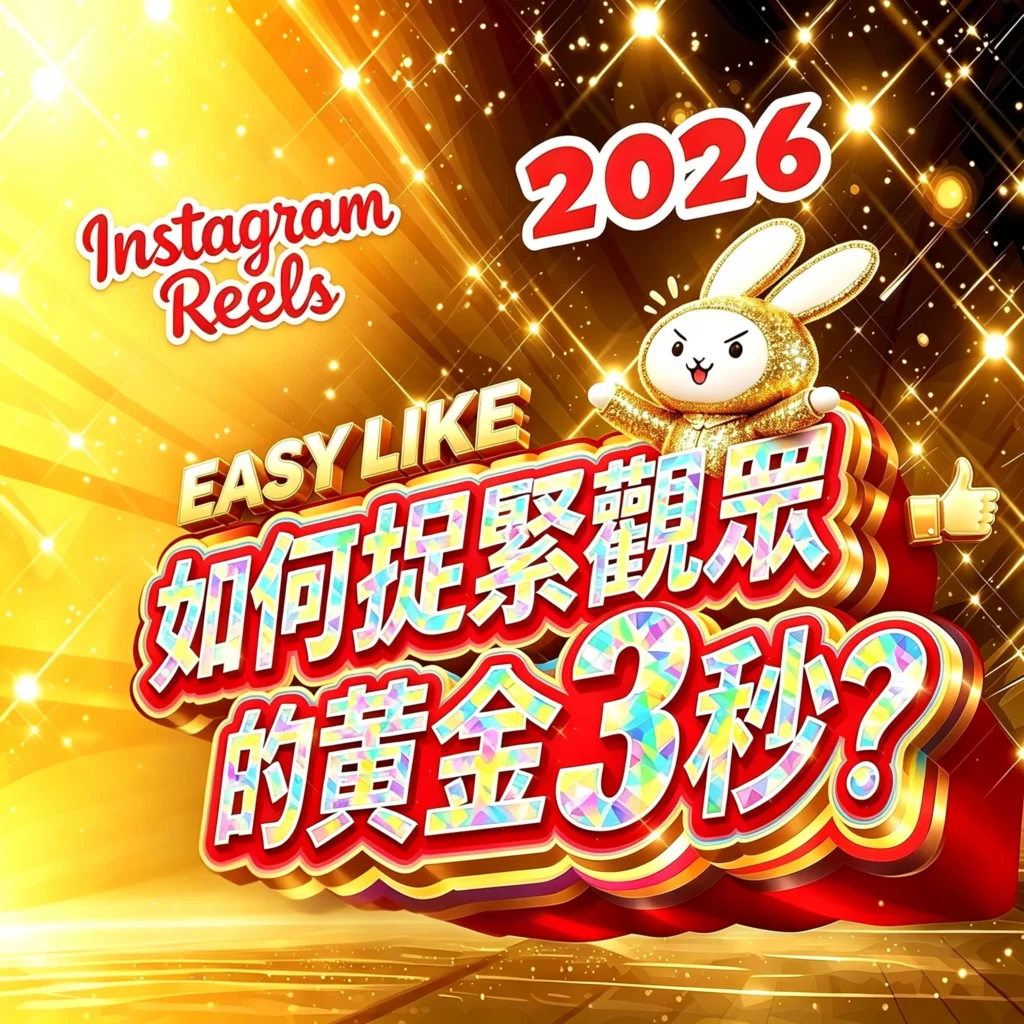 2026年 IG Reels 黃金3秒策略：運用強大視覺鉤子 (Visual Hook) 與動態畫面抓住觀眾眼球，提升完播率與互動。